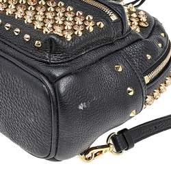 Pre Owned MCM Black Crystal Embellished Leather X Mini Strak Backpack