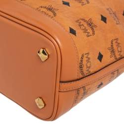 Pre Owned MCM Cognac Visetos Coated Canvas Heritage Drawstring Bucket Bag