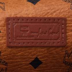 Pre Owned MCM Cognac Coated Canvas Visetos Heritage Top Zip Shopper Tote