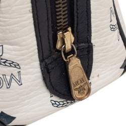 Pre Owned MCM White/Blue Visetos Leather Mini Heritage Crossbody Bag