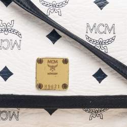 Pre Owned MCM White Visetos Coated Canvas Mini Crossbody Bag