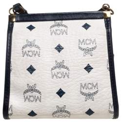 Pre Owned MCM White Visetos Coated Canvas Mini Crossbody Bag