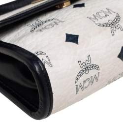 Pre Owned MCM White Visetos Coated Canvas Mini Crossbody Bag