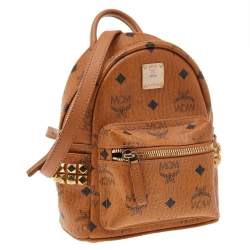 Pre Owned MCM Tan Visetos Coated Canvas And Leather X-Mini Bebe Boo Backpack