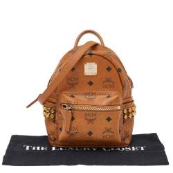 Pre Owned MCM Tan Visetos Coated Canvas And Leather X-Mini Bebe Boo Backpack