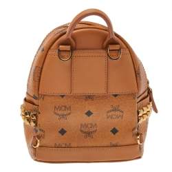 Pre Owned MCM Tan Visetos Coated Canvas And Leather X-Mini Bebe Boo Backpack
