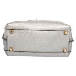 Pre Owned MCM Silver Leather Small Milla Top Handle Bag