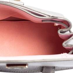 Pre Owned MCM Silver Leather Small Milla Top Handle Bag