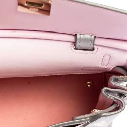 Pre Owned MCM Silver Leather Small Milla Top Handle Bag