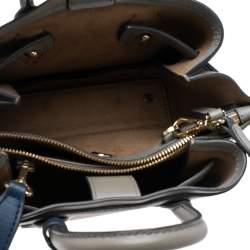 Pre Owned MCM Blue/Grey Leather Mini Milla Tote