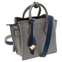 Pre Owned MCM Blue/Grey Leather Mini Milla Tote