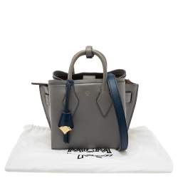 Pre Owned MCM Blue/Grey Leather Mini Milla Tote