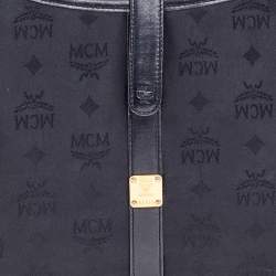 MCM Black Visetos Nylon and Leather Hobo