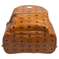  MCM Cognac Visetos Coated Canvas Stark Studs Backpack 