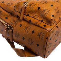 MCM Cognac Visetos Coated Canvas Stark Studs Backpack 