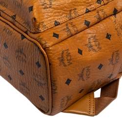  MCM Cognac Visetos Coated Canvas Stark Studs Backpack 