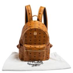  MCM Cognac Visetos Coated Canvas Stark Studs Backpack 