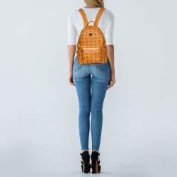  MCM Cognac Visetos Coated Canvas Stark Studs Backpack 