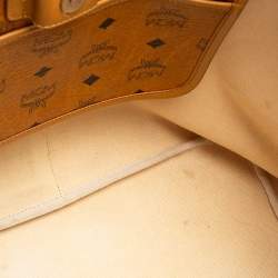 Pre Owned MCM Tan Visetos Coated Canvas And Croc Embossed Liz Tote