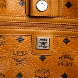 Pre Owned MCM Tan Visetos Coated Canvas And Croc Embossed Liz Tote