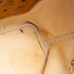 Pre Owned MCM Tan Visetos Coated Canvas And Croc Embossed Liz Tote