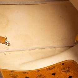 Pre Owned MCM Tan Visetos Coated Canvas And Croc Embossed Liz Tote