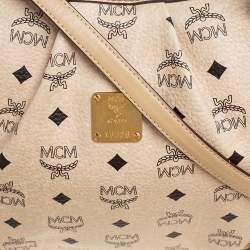 Pre Owned MCM Cream/Beige Visetos Coated Canvas and Leather Shopper Tote