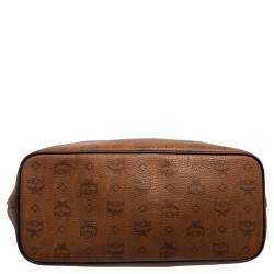 Pre Owned MCM Cognac Visetos Coated Canvas and Leather Shopper Tote