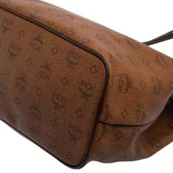 Pre Owned MCM Cognac Visetos Coated Canvas and Leather Shopper Tote