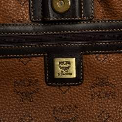 Pre Owned MCM Cognac Visetos Coated Canvas and Leather Shopper Tote