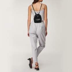 Pre Owned MCM Black Leather X Mini Stark Crystal Embellished Backpack