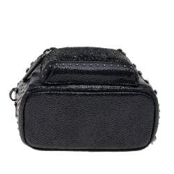Pre Owned MCM Black Leather X Mini Stark Crystal Embellished Backpack