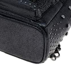 Pre Owned MCM Black Leather X Mini Stark Crystal Embellished Backpack