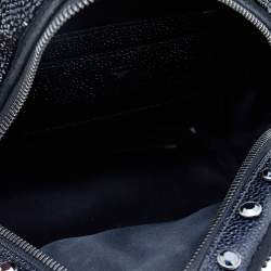 Pre Owned MCM Black Leather X Mini Stark Crystal Embellished Backpack
