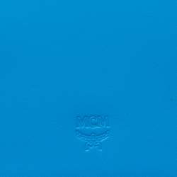 MCM Blue Coated Canvas Studded Claudia Trifold Wallet