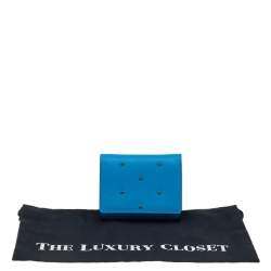 MCM Blue Coated Canvas Studded Claudia Trifold Wallet