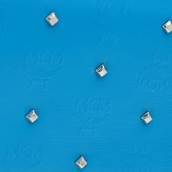 MCM Blue Coated Canvas Studded Claudia Trifold Wallet