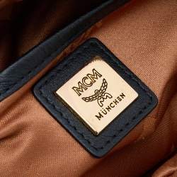 Pre Owned MCM Tan Visetos Coated Canvas And Leather Double Zip Camera Crossbody Bag