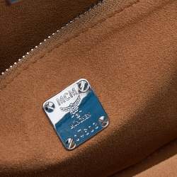 Pre Owned MCM Blue Leather Studded Box Shoulder Bag