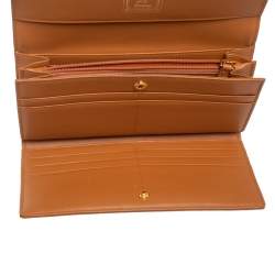 Pre Owned MCM Cognac Visetos Coated Canvas Heritage Flap Continental Wallet