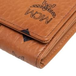 Pre Owned MCM Cognac Visetos Coated Canvas Heritage Flap Continental Wallet