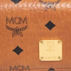 Pre Owned MCM Cognac Visetos Coated Canvas Heritage Flap Continental Wallet
