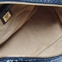 Pre Owned MCM Black & White Diamond Pattern Leather Enamel Satchel