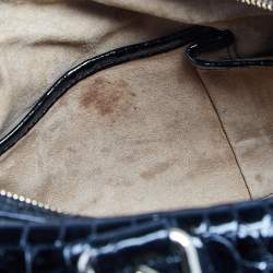 Pre Owned MCM Black & White Diamond Pattern Leather Enamel Satchel