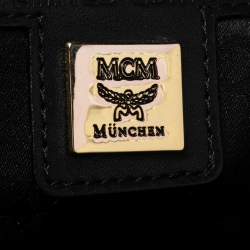 Pre Owned MCM Black Signature Embossed Patent Leather Tote