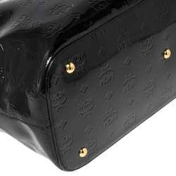 Pre Owned MCM Black Signature Embossed Patent Leather Tote