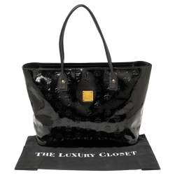 Pre Owned MCM Black Signature Embossed Patent Leather Tote