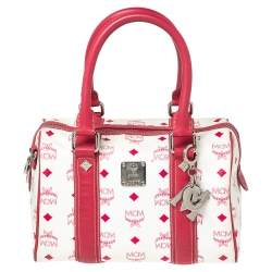 Mcm Pink Blush Embossed Leather Boston Bag with Strap 1mcm0502