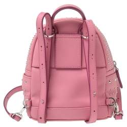 Pre Owned MCM Pink Leather X Mini Studded Stark-Bebe Boo Backpack