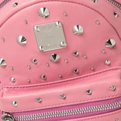 Pre Owned MCM Pink Leather X Mini Studded Stark-Bebe Boo Backpack